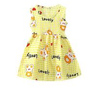 TDEOK Vestido de playa sin mangas para niños pequeños con flores de princesa para niñas y niñas con flores, amarillo, 18-24 meses