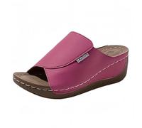 TDEOK Zapatillas de estar por casa para mujer, moda de verano, plataforma plana, parte inferior gruesa, boca de pescado, romana, playa, zapatillas informales, zapatos de mujer 40, Rosa intenso., 43 EU