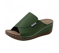 TDEOK Zapatillas de estar por casa para mujer, moda de verano, plataforma plana, parte inferior gruesa, boca de pescado, romana, playa, zapatillas informales, zapatos de mujer 40, verde, 41 EU