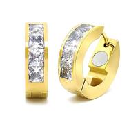 TDEXI Pendientes de titanio para mujer, pendientes de aro elegantes y redondos, de plata de ley con circonitas transparentes (3500 gauss)