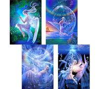 TDFERAN /30 x 40 cm 4 Pack Diamond Painting ángel de Agua para niños, Bordado de diamantes 5d Fantasía, Mosaico Diamante Adultos para Decoración de Pared Hogar/Sala de estar