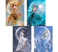 TDFERAN /30 x 40 cm DIY 4 Bordado de Diamantes de Imitación para Niños, 5D Puzzle Diamantes Diosa, Artesanía Arte para Adultos, Decoración de Habitación de los Niños, Hadas en la Luna