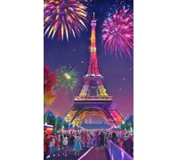 TDFERAN 40 x 50 cm - Pintura de diamante para hacer yo mismo kit espectáculo luz Torre Eiffel Painting París Torre Eiffel gran formato decoración para el hogar, pintura de fuegos artificiales