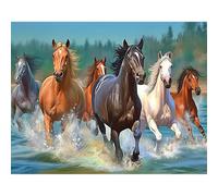 TDFERAN Pintura Diamante Cuadrado Caballos 50x40cm Caballo en el Bosque Square Diamond Painting Cuadrado Caballos en el Agua Pintura por Números Adultos Decoración Interior Lienzo Paisajes Bosque