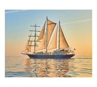 TDFERAN Pintura Diamante Paisajes Playa y Mar Adultos 50x40cm Pintura Diamante Puesta de sol Mar Paisaje Velero Barco Diamante Painting Barco Velero Decoración Interior