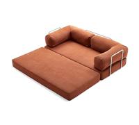 Tdfersasdw Sofá Cama Plegable, sofá con Piso de Espuma, sofá Modular seccional, futón, colchón viscoelástico para Invitados, Sala de Estar o Sala de Juegos,Marrón,180cm