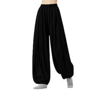 TDJDYQU Pantalones Harén Mujer Cintura Elástica, Pantalones Balón Ligeros para Yoga, Baile y Uso Diario(Schwarz,S)