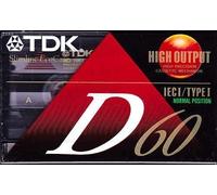 TDK D60 Casetes de 60 minutos: paquete de 5