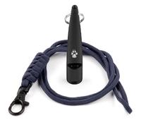 TDL Silbato de adiestramiento para Perro de Caza con cordón - Silbato para Perro con Sonido Potente, Tono Firme y Gran Alcance - Silbato de Llamada a Alta frecuencia - Negro con Cuerda Azul Marino