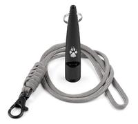 TDL - Silbato de Entrenamiento para Perros de Caza con cordón - Silbato para Perros con Tono Fuerte, sólido y Sonido de Gran Alcance - Silbato de Llamada a Alta frecuencia - Negro con Cuerda Gris