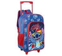 TDL Stitch - Mochila con ruedas para niños, asa ajustable, 2 compartimentos, Blue, 41cm X 28cm X 13cm, Mochila con carrito