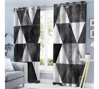 TDNEKMCA Cortinas Opacas Salon Modernas 2 Piezas 140x245cm Cortina Geométrico Triángulo Textura De Mármol Cortinas Termicas Aislantes Frio y Calor para Habitación Comedor Cocina Dormitorio con Ojales