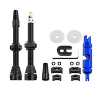 Tdoutop Kit Extensor de Válvula Presta de Aleación de Aluminio para Neumáticos Sin Cámara de Bicicleta, con Tapas para La Válvula Y Herramienta para Extraer E
