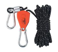Tdoutop Polea Ajustable con Trinquete, Colgador de Cuerda, Regulador de Polea Ligera, Hebilla Fija, Cuerda Antideslizante para Tienda de Campaña, Ideal para a, 4mm 4m Negro