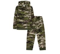 TDP Textiles Conjunto de pijama largo de forro polar para niños, diseño de camuflaje verde, verde, 11-12 años