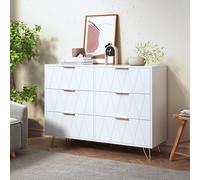 TDRTRD - Cajonera con 4 cajones, 100 x 34 x 72,5 cm, armario de almacenamiento de madera, cómoda estrecha con asas y patas doradas, cajoneras, estilo moderno escandinavo, para dormitorio, sala de