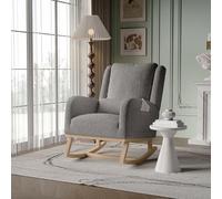 TDRTRD - Sillón mecedora exterior con bolsillos laterales, silla relax ergonómica, sillón escandinavo relajado, sillones de lectura de dormitorio, para sala de estar (gris, terciopelo Teddy, 52 x 93 x