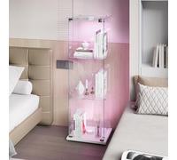 TDRTRD vitrina de cristal con LED 3 pisos 39 x 35 x 123 cm, armario de colección moderno de cristal, armario de almacenamiento, mueble vitrina (1 puerta, 3 pisos, con LED, blanco, 39 x 35 x 123 cm)