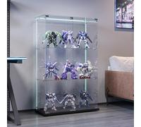 TDRTRD - Vitrina de cristal con LED de 3 plantas, 78 x 35 x 123 cm, armario de colección moderno de cristal, armario de almacenamiento, mueble vitrina (2 puertas, 3 pisos, con LED, 78 x 35 x 123 cm)
