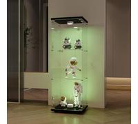 TDRTRD Vitrina de Cristal con LED de 3 Plantas, Armario de colección Moderno de Cristal avcr 1 Puerta y Cerradura, Armario de Almacenamiento de Lentes de pie para Dormitorio, salón,Negro,165x42x36cm