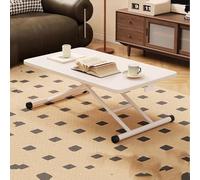 Tdsmyxgs Mesa De Comedor Plegable, Mesa De Escritorio/Centro Regulable En Altura, con Ruedas, Ideal para Espacios Reducidos como Comedores, Salas De Estar Y Cocinas(White,90x60cm)