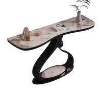 Tdsmyxgs Mesa De Entrada De Mármol Artificial, Mesa Decorativa con Iluminación LED, Patas De Metal, Adecuada para Su Uso En Salas De Estar Y Pasillos(Black+White 1,120cm)