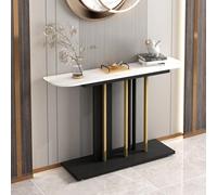 Tdsmyxgs Mesa De Entrada Moderna De Imitación Mármol,Mesa Auxiliar Larga Y Estrecha con Estructura Metálica,Ideal para Salas De Estar, Pasillos Y Decoración De Hoteles(White,140cm)