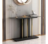 Tdsmyxgs Mesa De Entrada Moderna De Imitación Mármol,Mesa Auxiliar Larga Y Estrecha con Estructura Metálica,Ideal para Salas De Estar, Pasillos Y Decoración De Hoteles(Black,120cm)