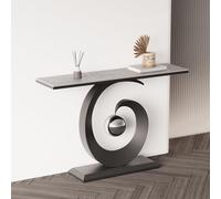 Tdsmyxgs Mesa De Entrada Moderna, Mesa Auxiliar De Sofá Decorada con Pizarra, Estructura De Metal, Adecuada para Entradas, Salas De Estar Y Vestíbulos(Black-Gray,150CM)