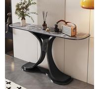 Tdsmyxgs Mesa De Entrada Moderna Y Minimalista, Mesa Auxiliar Estrecha para Pasillo con Superficie De Imitación Mármol Y Patas Metálicas ，Apta para Salas De Estar Y Pasillos(Black+Gray,150cm)
