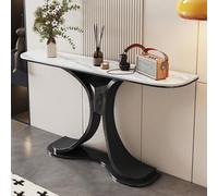Tdsmyxgs Mesa De Entrada Moderna Y Minimalista, Mesa Auxiliar Estrecha para Pasillo con Superficie De Imitación Mármol Y Patas Metálicas ，Apta para Salas De Estar Y Pasillos(Black+White,150cm)