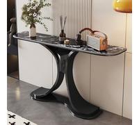 Tdsmyxgs Mesa De Entrada Moderna Y Minimalista, Mesa Auxiliar Estrecha para Pasillo con Superficie De Imitación Mármol Y Patas Metálicas ，Apta para Salas De Estar Y Pasillos(Black,150cm)
