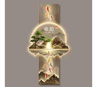 Tdsmyxgs Reloj De Pared Artístico En 3D con Pantalla LED Y Sensor;Elaborado con Acrílico Y Porcelana Cristalina,De Funcionamiento Silencioso.Ideal para Salas De Estar(GoldB,50 * 100cm)