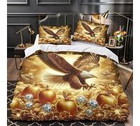 TDSNKAVHB ÁguilaFunda De Edredón Imprimida En 3D Decoración De Habitación Microfibra Suave tesoroCierre Zipper Oculto Y Fundas De Almohada para Niños Y NiñasKing(220x240cm)