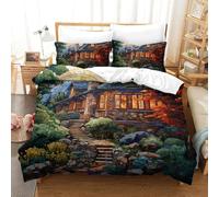 TDSNKAVHB Casa de Campo Mountain Village3D Printing Duvet Cover Bedding Set Microfiber with acogedorHidden Zipper and Pillow Shams for Boys and GirlsKing(220x240cm)