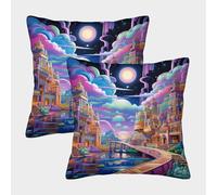 TDSNKAVHB casa Dulces sueños 3D Printed Throw Pillow Home Decorative Square Cushion fantástico Cushion Cover Set of 2 for Home Bed Living Room Sofa 40x40cm