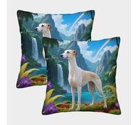 TDSNKAVHB Greyhound 3D Printed Pillow Case Home Decorative Square Cushion arcoíris Standard Pillowcase Set of 2 for Home Bed Living Room Sofa 45x45cm