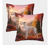 TDSNKAVHB Greyhound 3D Printed Throw Pillow Decorative Square Cushion crepúsculo Cushion Cover Set of 2 Case Set for Couch Sofa Bedroom Living Room 50x50cm