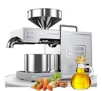 TDSYOCG Acero Inoxidable Frío y Caliente Máquina de Prensa de Aceite,Prensa De Aceite EléCtrica con Tolva,Extractor Aceite Oliva EléCtrico AutomáTico 820W,para Semillas De Lino De Maní Y SéSamo