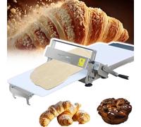 TDSYOCG Laminadora de Masa de Acero Inoxidable para Panadería, Máquina Manual de Manivela con Tablas Plegables, Grosor de Laminado 0-25 mm, Equipo para Masa Fina de Hojaldre y Fondant