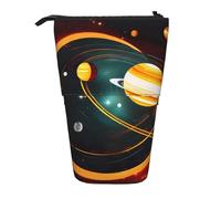 TDTRADD Estuche telescópico para lápices, organizador de papelería con cremallera, diseño floral de rosas rojas, Solar Júpiter Satur, Talla única, Estuche para lápices