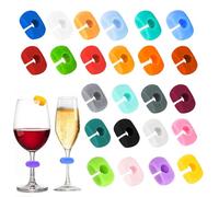 TDUNSYA 24 Piezas Marcadores de Copas,Marcador Botellas para Bebidas,Marcadores Reutilizables para Copas,Marcadores de Silicona,per Bicchiere da Champagne, Bicchiere da Cocktail