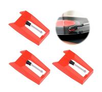 TDUNSYA 3 Piezas Aguja para Tocadiscos, Agujas de Repuesto para Tocadiscos, Agujas de Tocadiscos, Aguja de Diamante para Tocadiscos para la Mayoría Tocadiscos de Vinilo, Fonógrafo（Rojo