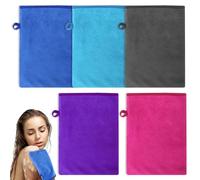 TDUNSYA 5 Piezas Guantes de Baño de 14 x 20 cm, Manoplas de Baño Guantes para Lavarse de Microfibra Coral, Fuerte Absorción de Agua, Microfibra Premium para Limpieza Facial (5 Colores)