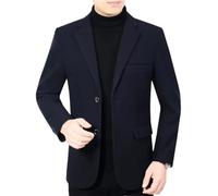 Tdvcpmkk Blazer de lana de botonadura simple para hombre, chaqueta deportiva informal para boda, Azul marino grueso, 3XL
