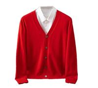 Tdvcpmkk Cárdigan de cachemira para hombre, talla grande, de punto, cuello en V, manga larga, suéter cálido de lana, rosso, XL