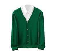 Tdvcpmkk Cárdigan de cachemira para hombre, talla grande, de punto, cuello en V, manga larga, suéter cálido de lana, verde esmeralda, XL