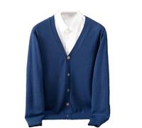 Tdvcpmkk Cárdigan de cachemira para hombre, talla grande, de punto, cuello en V, manga larga, suéter cálido de lana, azul marino, XL