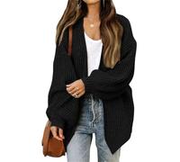 Tdvcpmkk Cárdigan de punto con cuello en V y manga farol para mujer, Negro, Talla única