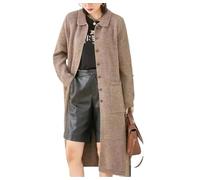 Tdvcpmkk Cárdigan largo de punto para mujer, estilo vintage, cálido, de cachemira, de manga larga, café, L